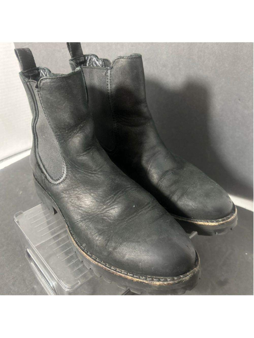 Women's Thursday Boot Co. Black Chelsea Ankle Boots Storm King Lug 7.5